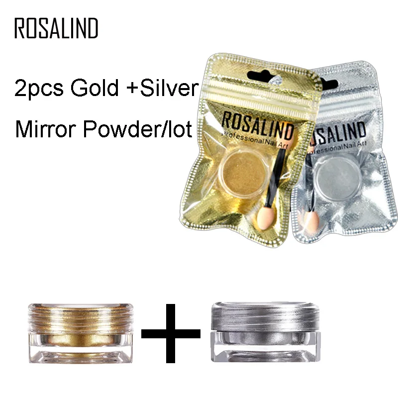 Gold And Silver ROSALIND блеск для ногтей порошок зеркальная пудра для ногтей Гель-лак хромированная пудра Блеск волшебный зеркальный эффект Маникюр для дизайна ногтей - Цвет: Gold And Silver
