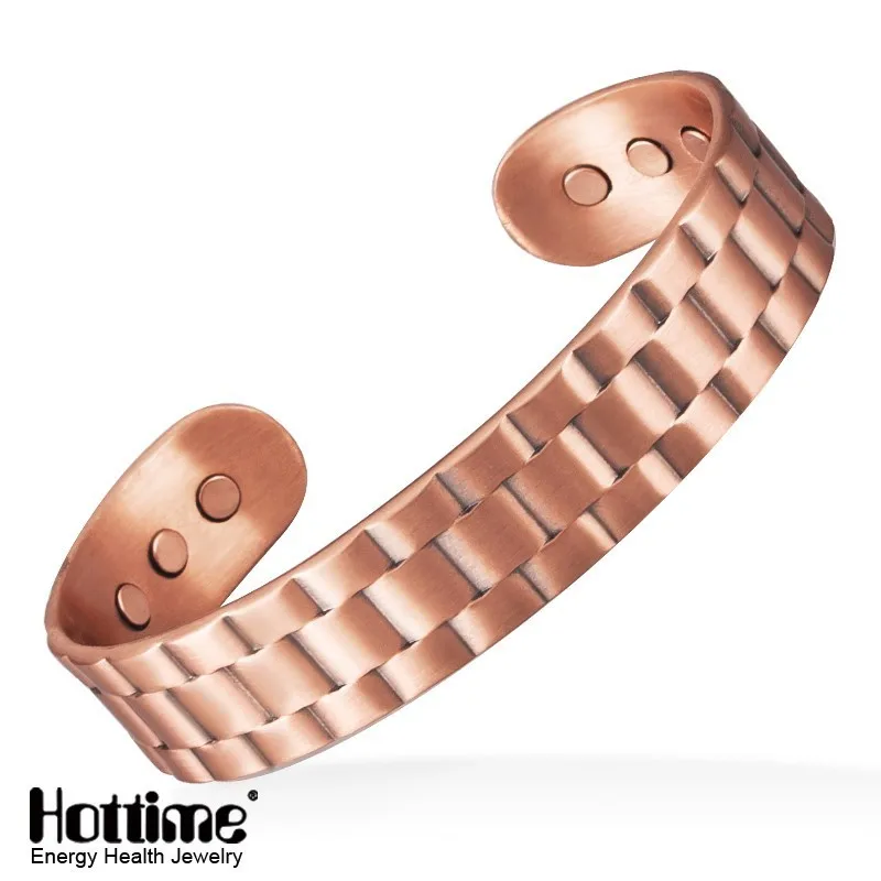Hottime браслеты из чистой меди для мужчин и женщин Регулируемые Широкие