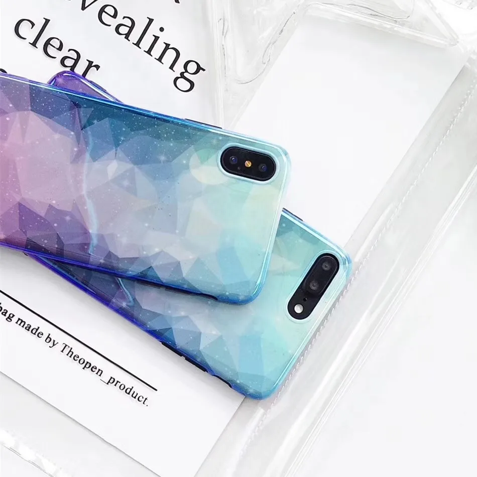 Цветной градиентный Blu-Ray чехол для iPhone X 7 6 6s 8 Plus Соединенные геометрические