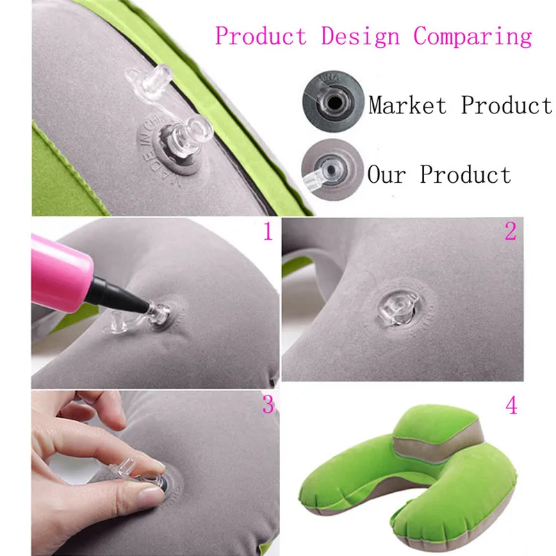 Портативная воздушная подушка надувная u-образная для шеи складная из ПВХ