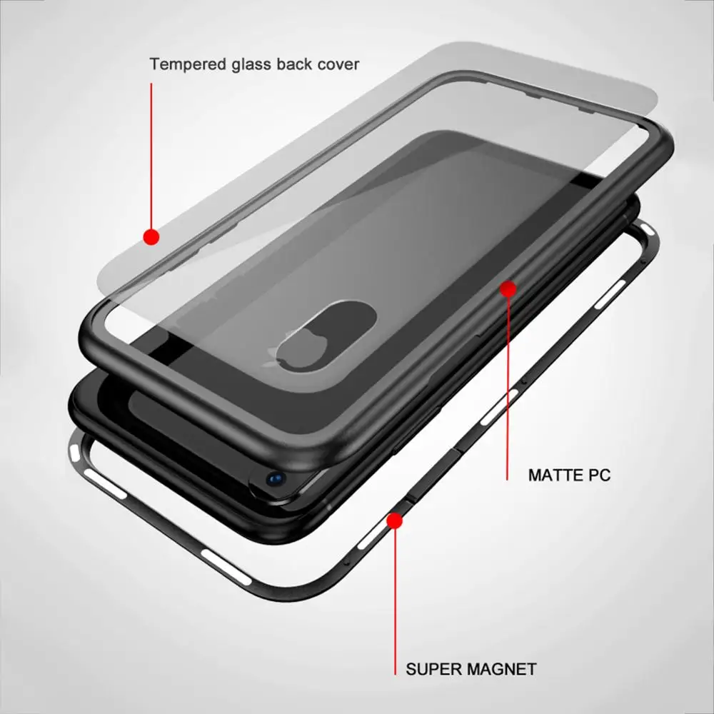 Магнитный адсорбционный чехол для iPhone X XS Max XR 8 7 6 6S Plus накладка из закаленного