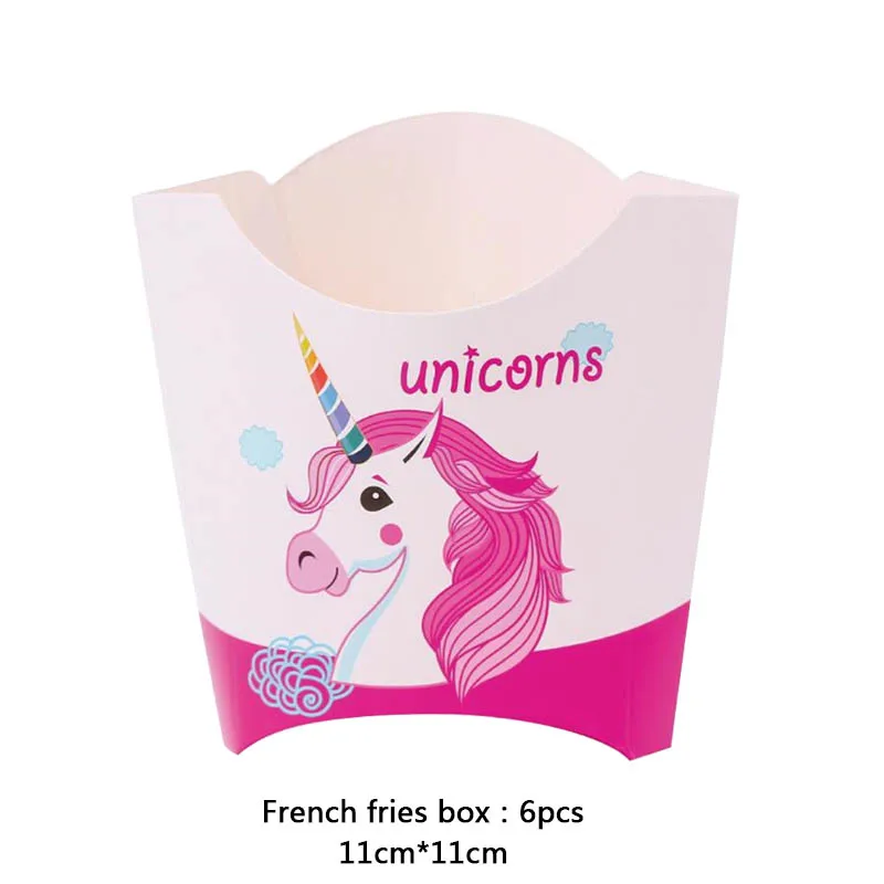 French fries box 6pc День Рождения вечерние Детские Фламинго вечерние украшения День Святого Валентина мультфильм одноразовая посуда набор принадлежностей - Цвет: French fries box 6pc