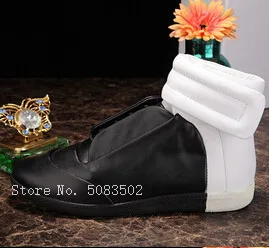 Мужская повседневная обувь из мягкой натуральной кожи черные белые с высоким