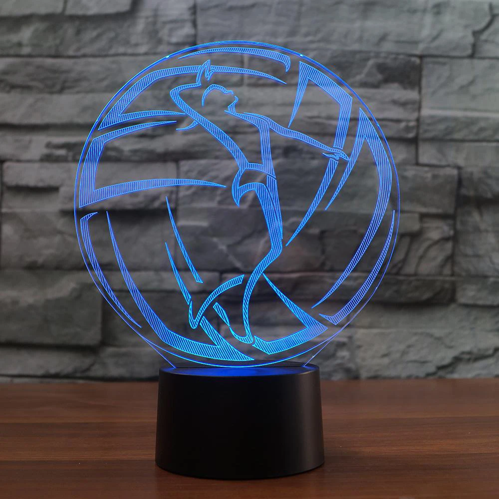 USB 3D лампа для волейбола 7 цветов маленький ночник светодиодная настольная