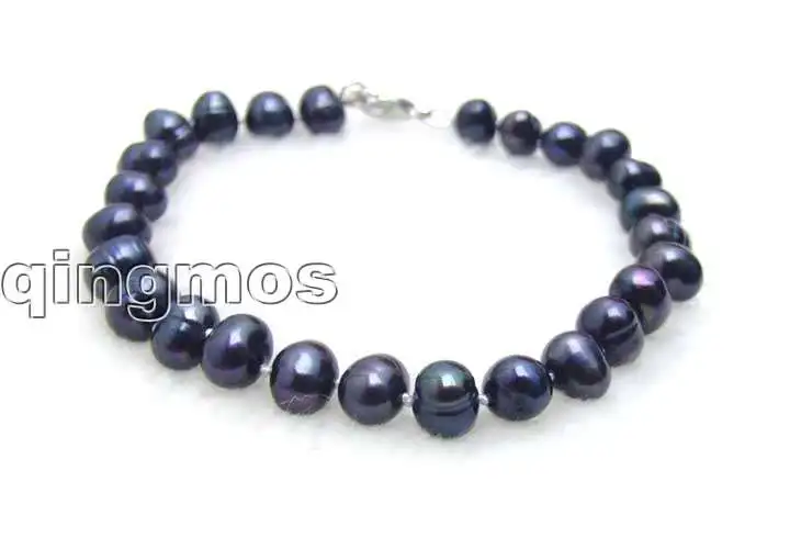 Продажа 6 7 мм черный натуральный пресноводной круглый жемчужный 5 &quotbraclet bra1272|pearl