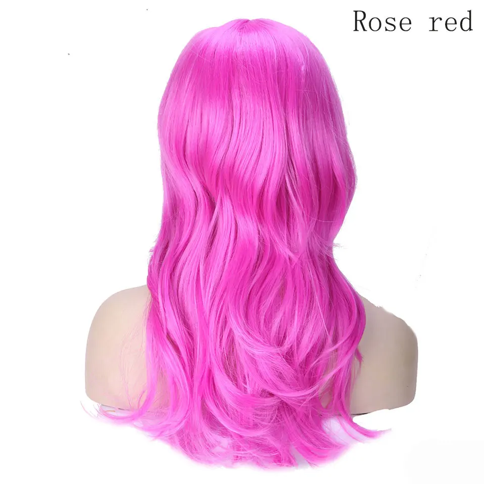 rose red SNOILITE женские длинные свободные волнистые косплей парик коричневый термостойкие волокна натуральные синтетические волосы на голову парик Омбре вечерние для женщин - Цвет: rose red