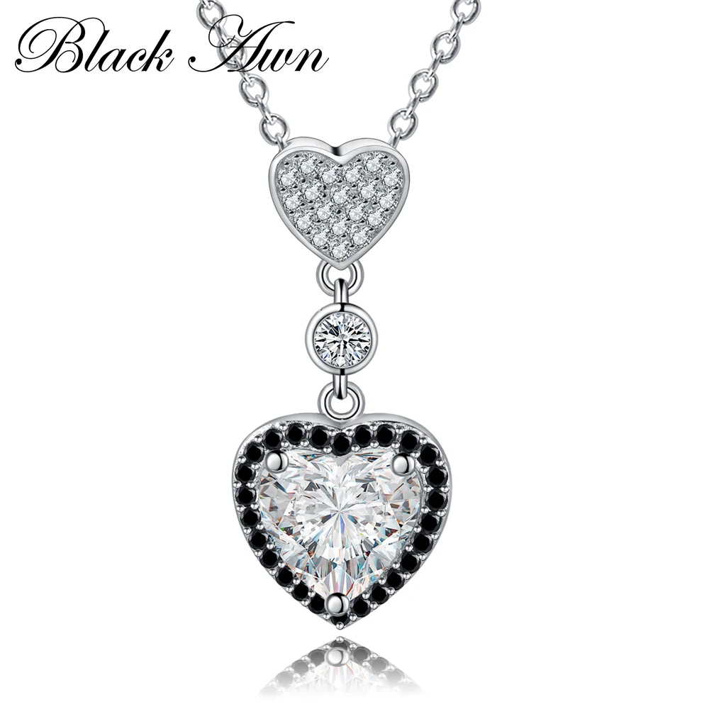 

Heart Necklaces Pendants Silver Color Fine Jewelry Trendy Engagement Necklaces for Women Wedding Pendants P156