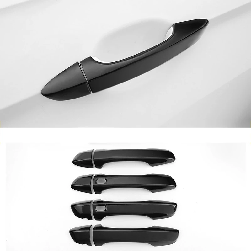 door handle black Lsrtw2017 Нержавеющая сталь, АБС-пластик, автомобильный дверные ручки чаши планки для Volkswagen Tiguan - Название цвета: door handle black