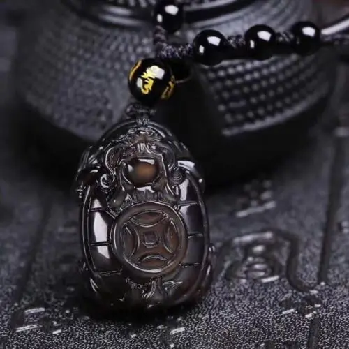 Ювелирные изделия Koraba из натурального обсидиана ручная работа резной дракон