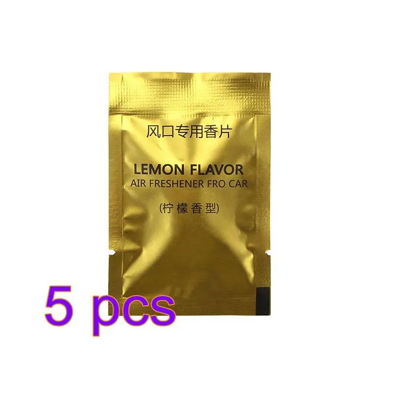5pcs lemon sheet Автомобильный освежитель воздуха запах светодиодный мини Кондиционер Вентиляционный Выход духи клип свежий аромат для ароматерапии сплав авто аксессуары - Название цвета: 5pcs lemon sheet