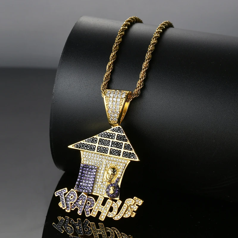 

New Arrival Fashion Good Color CZ Bling House Necklaces Pendants Collares for Women men Mujer Accessories Jewelry