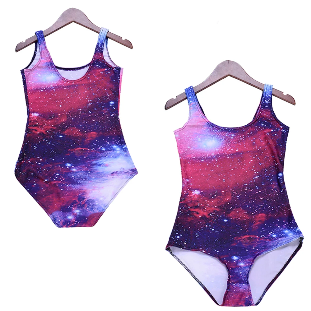 Красный космический Галактический принт цельный купальник Летний сексуальный