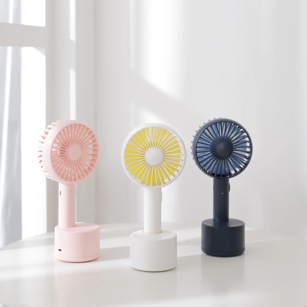 

120 Degrees Head Shaking Mini Portable Fan 2000mAh Built-in Battery Rechargeable Fan 5 Speed Adjustment 3 Colors Mini Ventilator