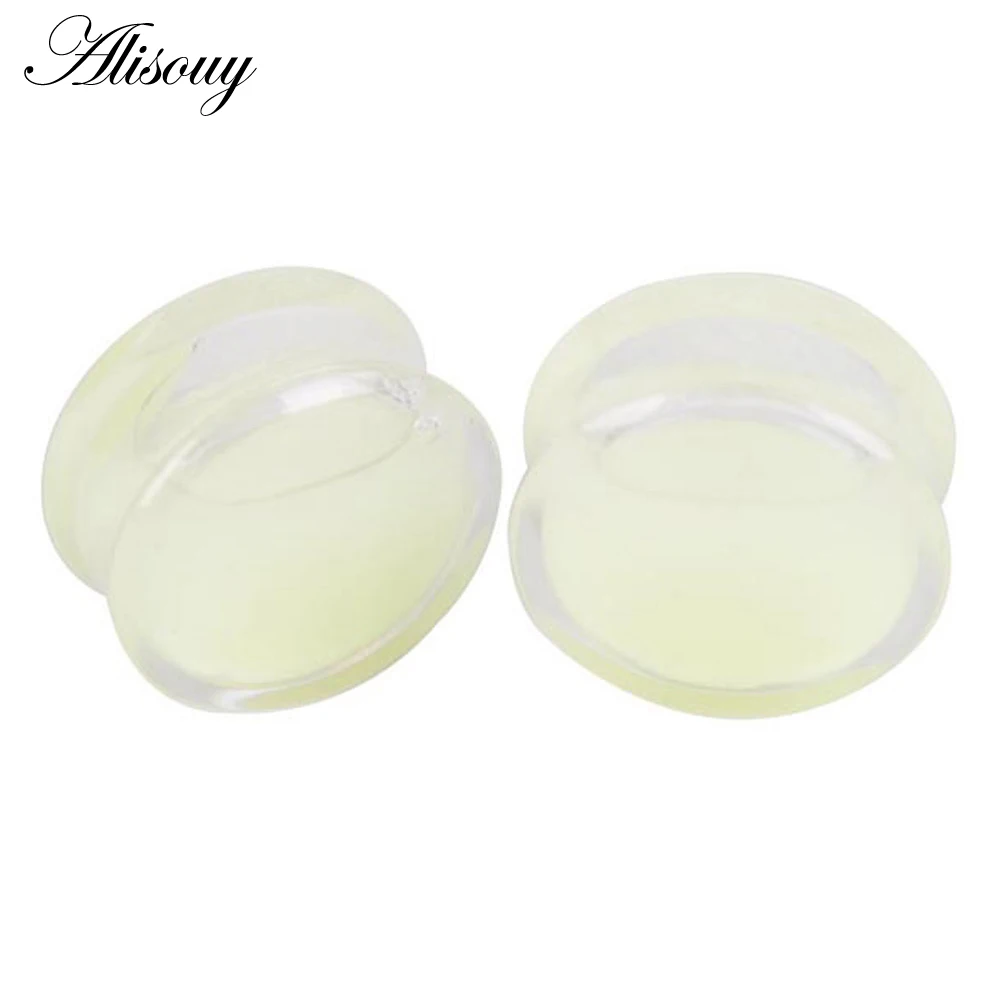 Transparent Luminous Alisouy 1 шт. Вилки и тоннелей жидкая красная и светятся в темноте акриловые туннельная плоть с ножными креплениями, штекер уха, пирсинг украшения для пирсинга - Окраска металла: Transparent Luminous