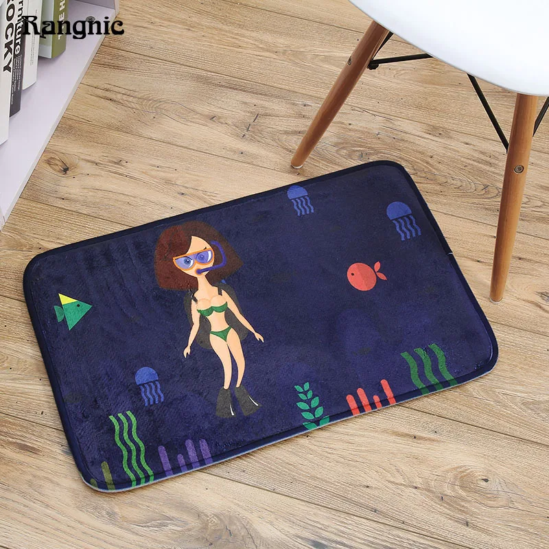 40x60 см Русалка морской двери Коврики коралловый флис этаж Ковры Нескользящие