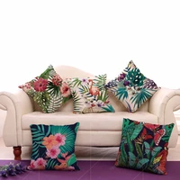 cotton linen square 18 tropical tree and flamingo printed sofa decorative throw cushion pillows living room decor no filling