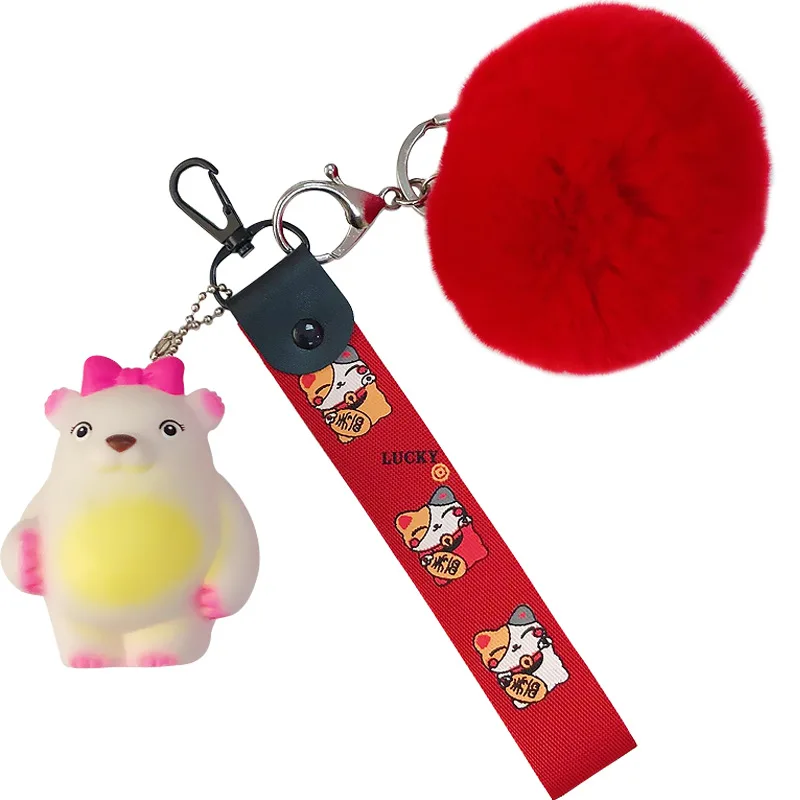 Fashion Bear Handmade Woven Rope Pendant Pom Key Chain Handbag Creative Cute Cartoon Doll Keychain Ladies Car | Украшения и