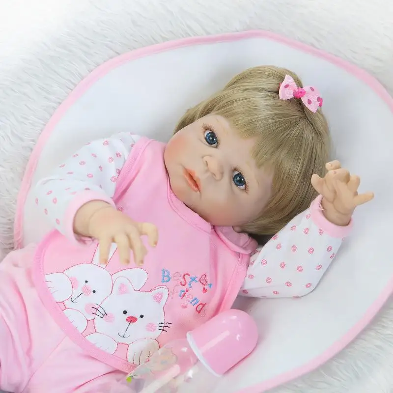 Newest 22 inches Reborn Girl Doll Alive Accompany Sleep Jointed Bodies Brinquedo Original Silicone-Reborn-Babies | Игрушки и хобби