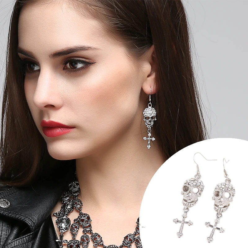 Акриловые серьги-подвески в форме капли с розами на Хэллоуин большие длинные