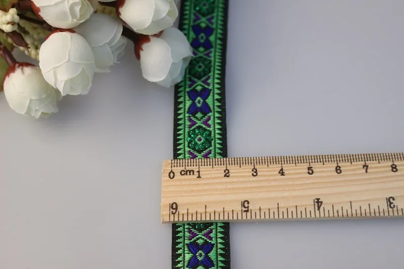 20 ярдов/партия шириной 2 cm Тканные жаккардовые ленты Классический дизайн зеленый для штор и аксессуар одежды LS-0827