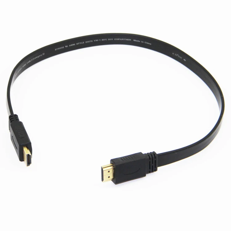 Позолоченный плоский кабель-лапша HDMI между штыревыми разъемами M/M V1.4 3D Full HD 1080P 30 см 50 см 100 см