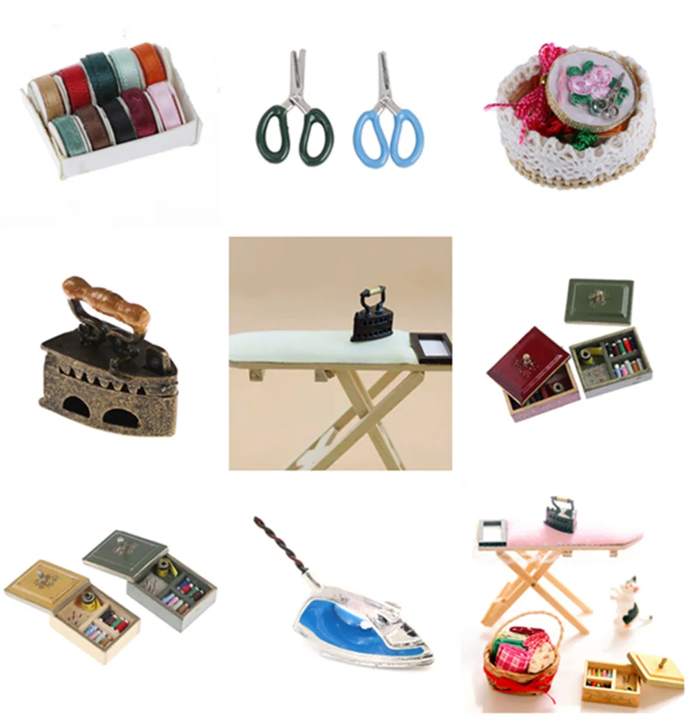 1:12 миниатюрная винтажная швейная коробка с ножницами для игл набор украшения