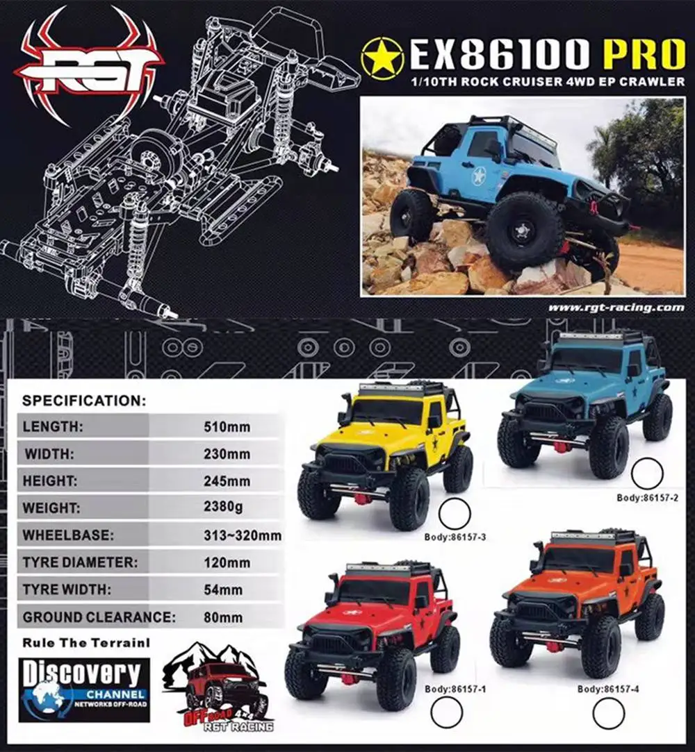 RGT EX86100 PRO Kit 1/10 2,4G 4WD Rc автомобиль игрушка электрический скалолазание Рок Гусеничный без электронных частей RC автомобиль игрушки для улицы