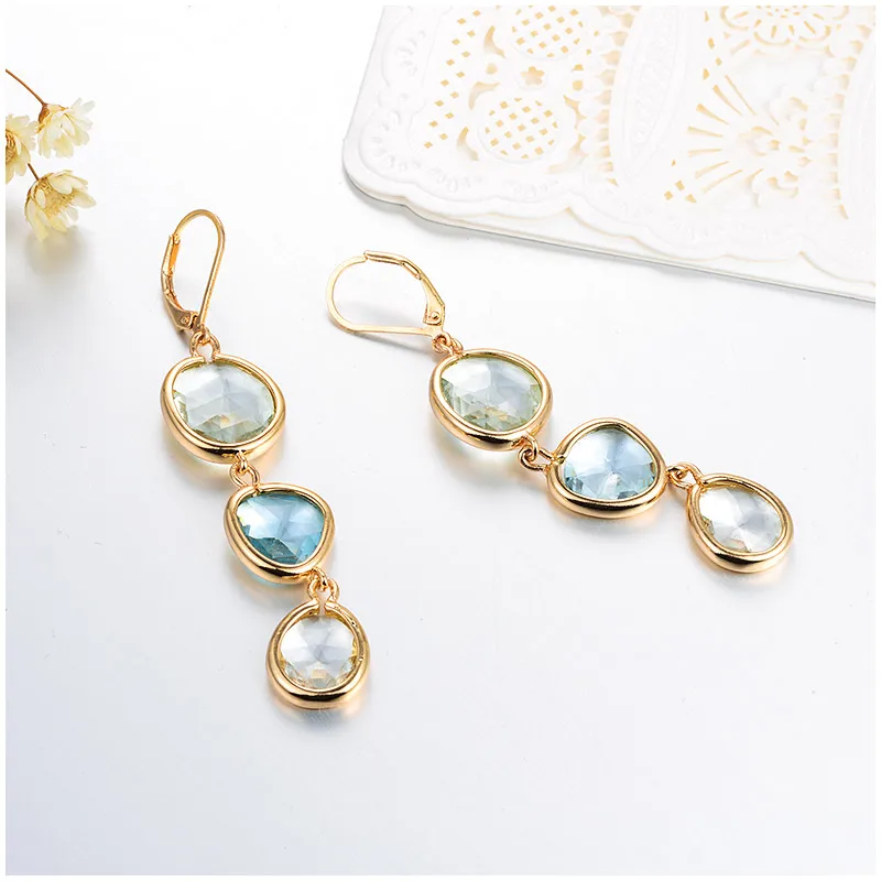 blue Серьги-капли для женщин, модное ювелирное изделие, цветные длинные висячие серьги с кристаллами из смолы, женские Серьги brincos - Окраска металла: blue
