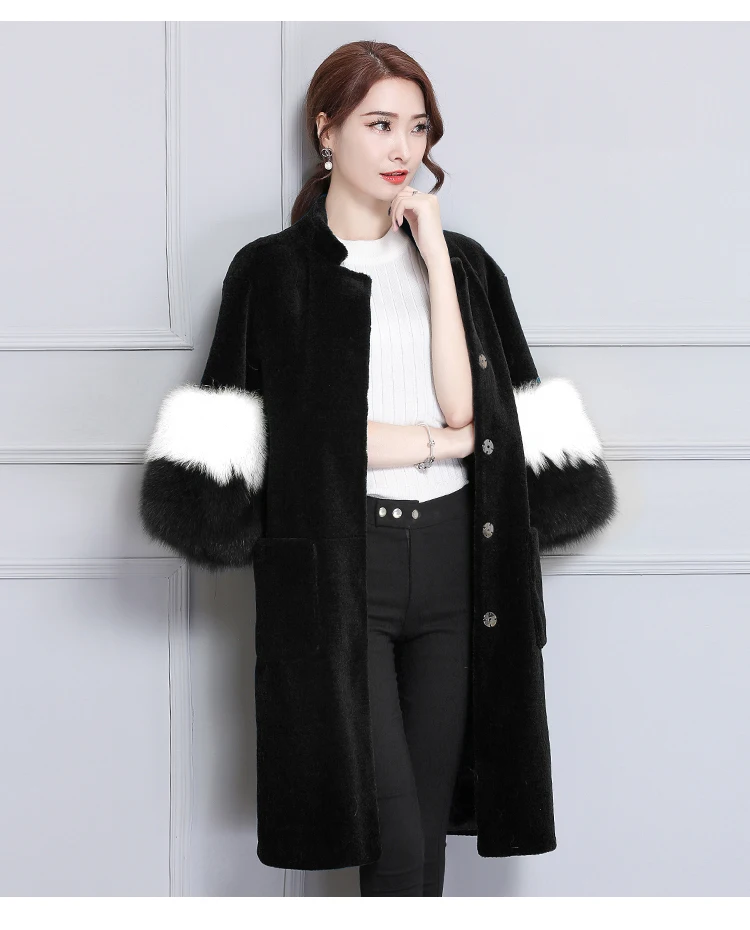 X Long женская шуба из овечьего меха пальто женское искусственный мех Толстая