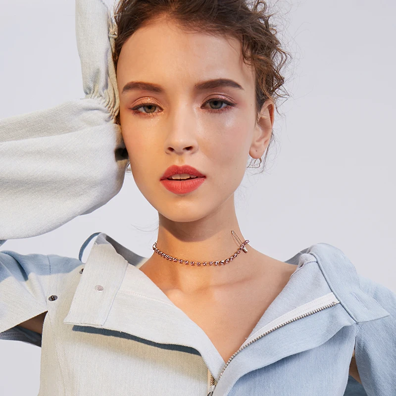 Matching jewelry creative pin necklace female collarbone chain short style European simple personality fashion | Украшения и