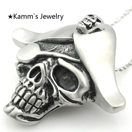 Мужской большой череп пиратский капитан Джек Скеллингтон skyrim кулон ожерелье 316L