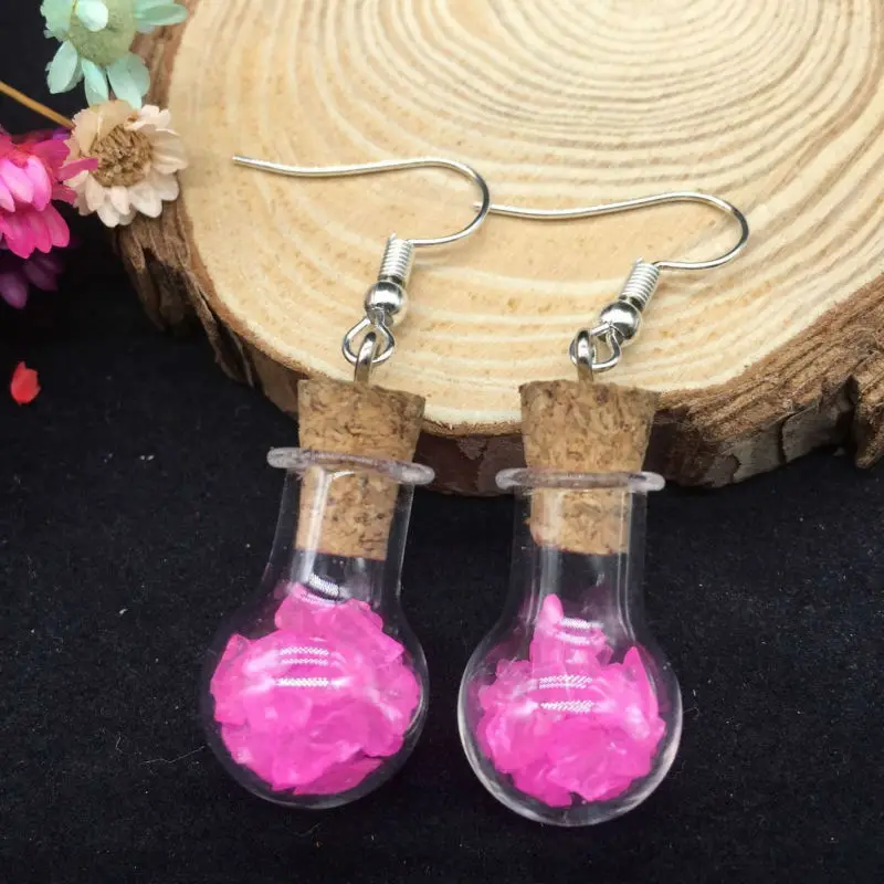 1Pair 7 Color Artificial crystal stone Fashion Charm Long Earrings For Woman Bridal Pure Cute Cork Bottle Drop Earring Jewelry | Украшения