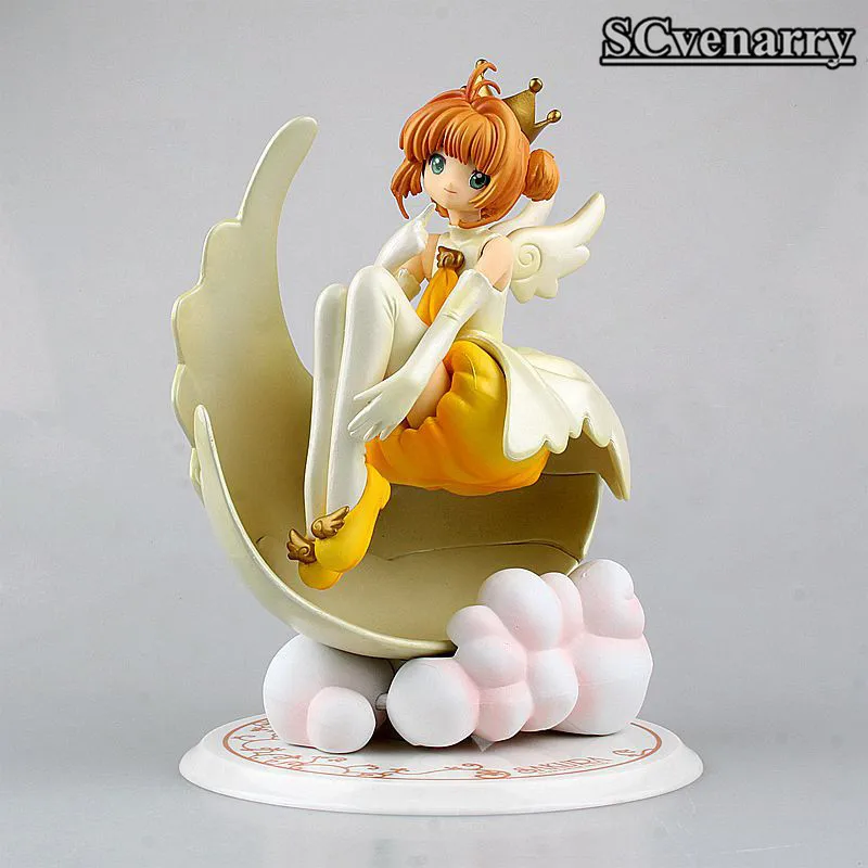 Аниме KINOMOTO SAKURA Angel Crown 1/7 Масштаб фигурки карты CAPTOR ПВХ Фигурки Модель 18 см|action