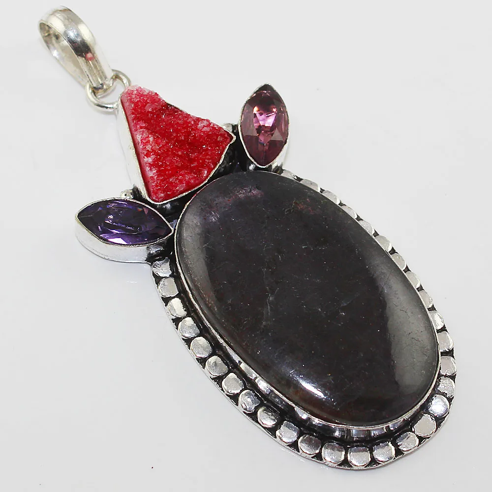 

Amethysts Pendant Silver Overlay over Copper , 77 mm, P0963