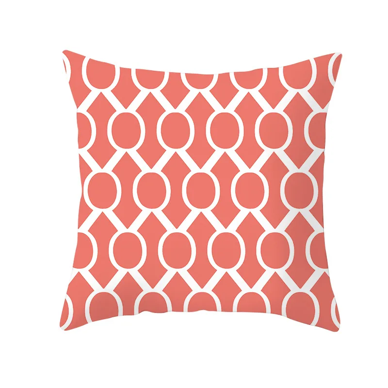 34 Lychee Coral Series Printed Pattern Pillow Cases Colorful Polyester Peachskin 45x45cm Pillow Cases For Bedroom Home Office - Color: 34