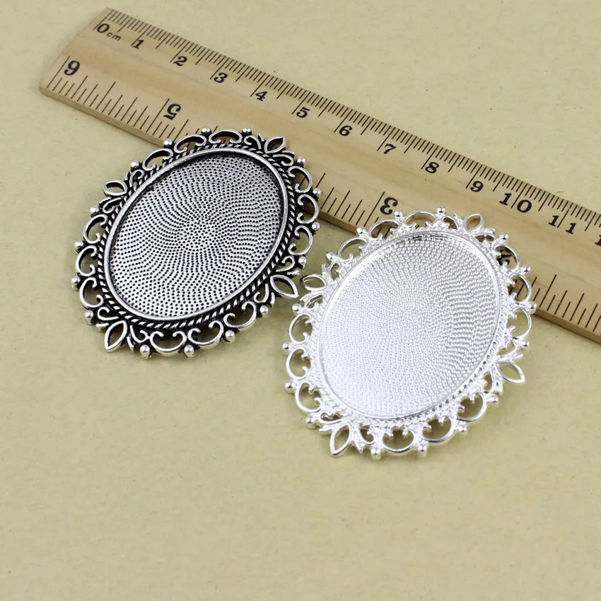 Винтажная пустая оправа основа для кабошона с основанием броши DIY 30x40 мм 3 шт./лот