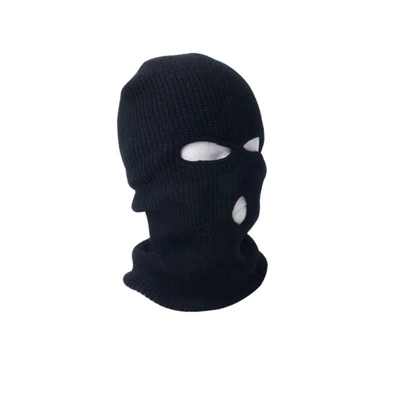 New Full Face Ski Mask 3 Holes Beanie Cap Ski Hat Black Balaclava Hood Warm Windproof Ear Protector Unisex Winter Black