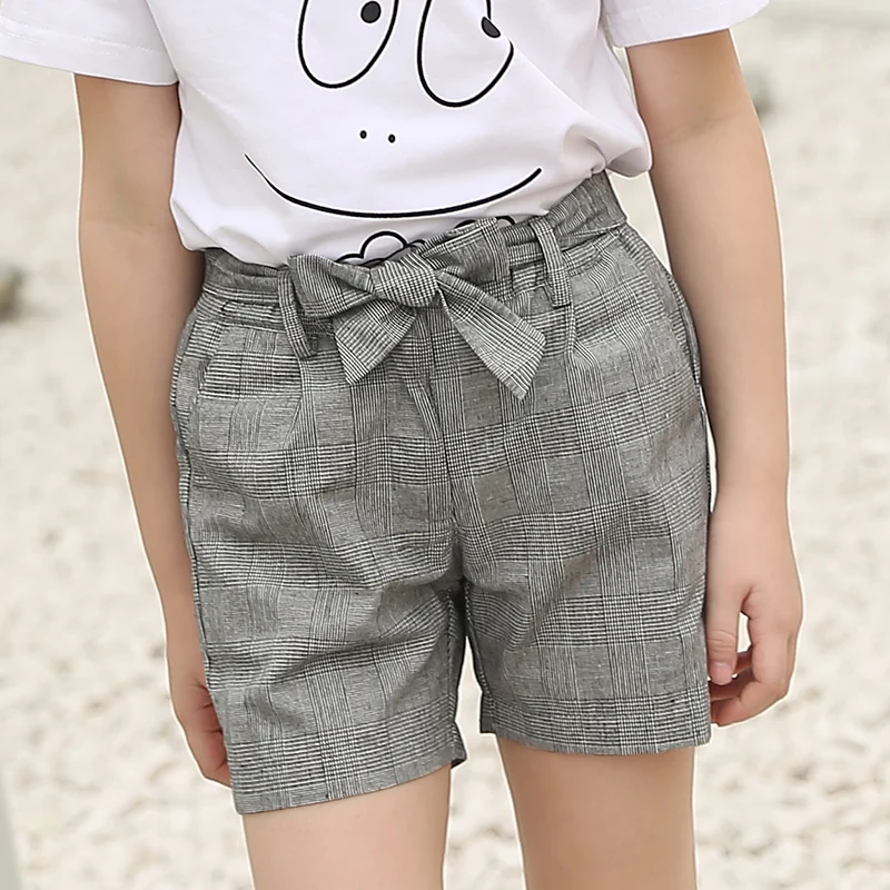 2017 брендовые шорты летние винтажные для девочек детские штаны в клетку крутые