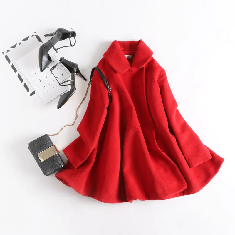 Женское винтажное пальто C3615 Осеннее/зимнее длинное шерстяное большого размера |