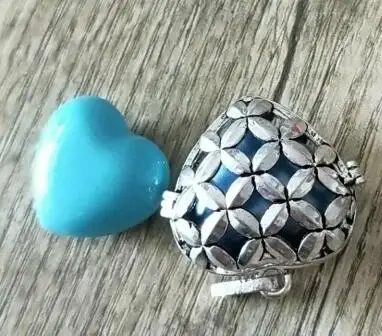 Античное серебро сердце дизайн ангел ребенок полые Колокольчик для клетки Мяч