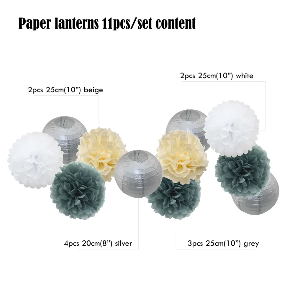 Новый Серебряный серый набор церемоний декоративный смешанный размер бумажный