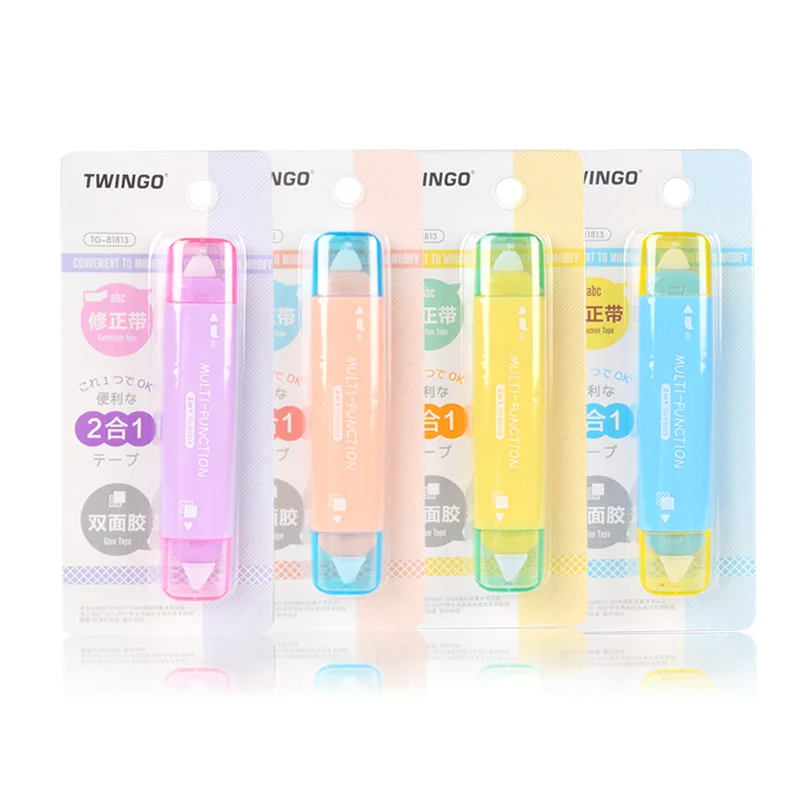 1Pcs Kawaii Two In One Mini Double Head Correction Tape Adhesive Tape Glue Learning Stationery
