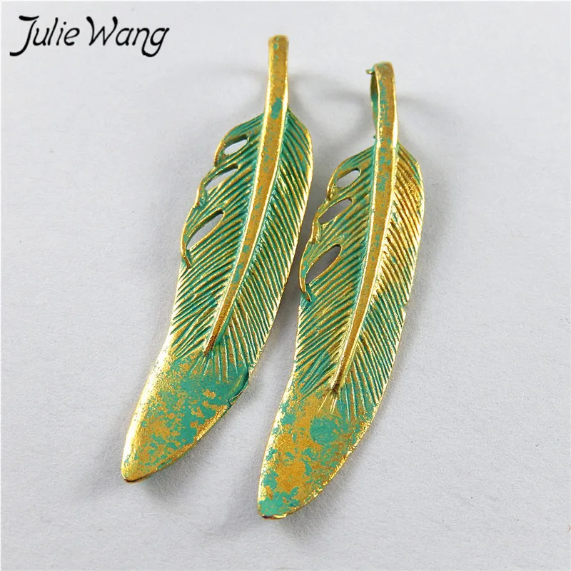 Julie Wang 20 шт. цинковый сплав маття зеленые листья ожерелье подвеска фурнитура