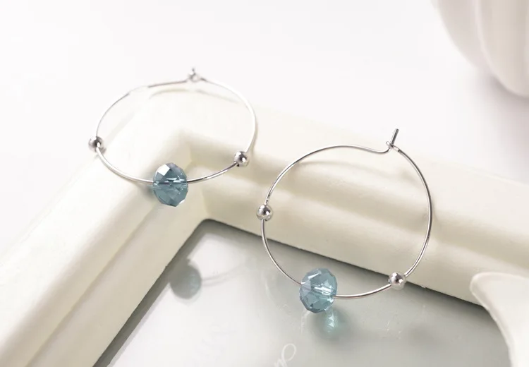 925 Серебряное кольцо для ушей Berg Blue Круглые серьги ретро элегантное безразличие темперамент женский прекрасный стиль ювелирные изделия ZC071