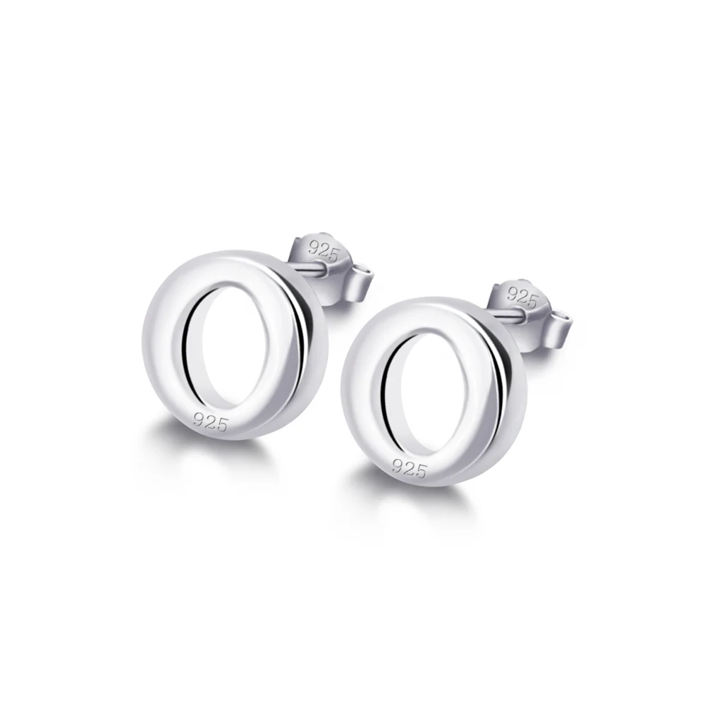 

New Minimalism Design Simple 925 silver O Shape Stud Earrings Hollow Round Ear stud For Women Fashion Jewelry