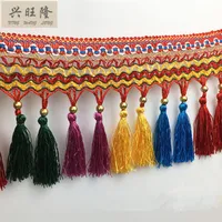 XWL National 18cm Wide Multicolored Long Tassel Fringe Trim Ribbon DIY Sewing Sofa Stage Garments Curtain Lace Accessories Decor