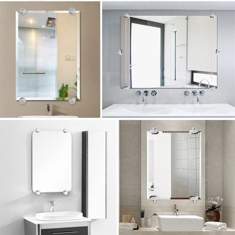 HOT 4 Pcs Glass Clamp Bathroom Mirror Clips Zinc Alloy Clip Shelf Support Brackets Holder TI99 | Обустройство дома