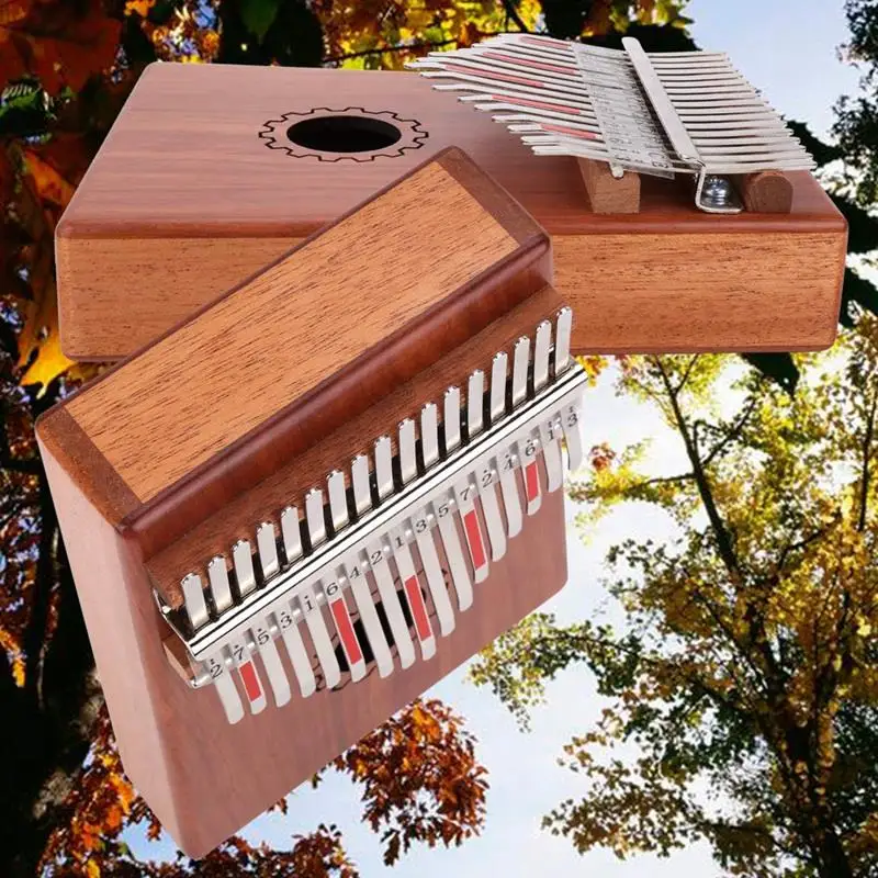 Пианино Kalimba с 17 клавишами из красного дерева сумкой молотком и музыкальной