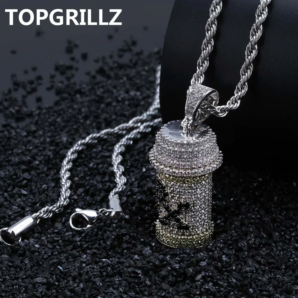 TOPGRILLZ хип хоп Съемная подвеска в виде бутылки лекарства ожерелье мужское