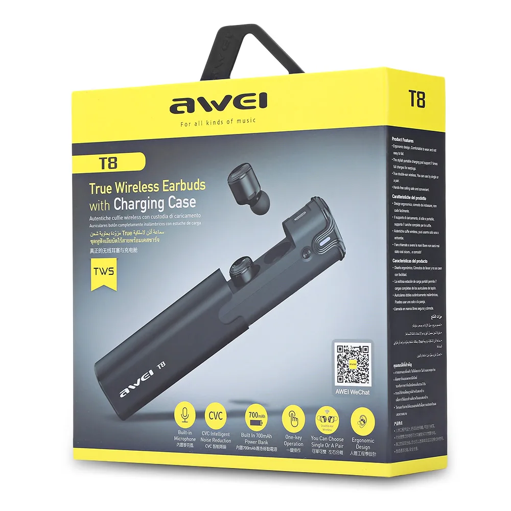 Оригинальные Наушники Awei T8 Mini TWS Twins True wireless Bluetooth V4.2 наушники вкладыши гарнитура с